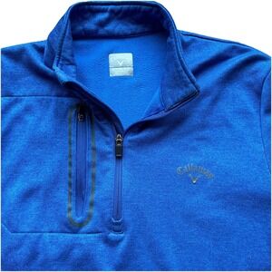 Callaway Golf Sweatshirt Medium Blue 1/4 Zip Pockets Long Sleeve Pullover Mens